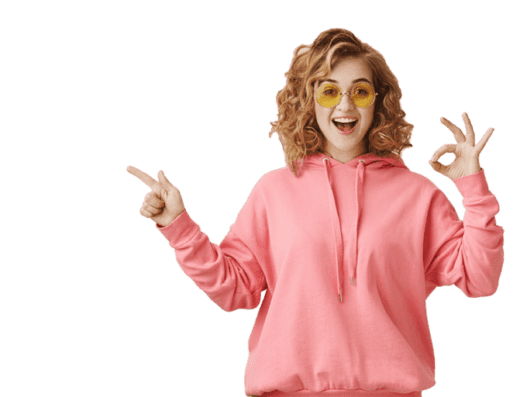 surprised happy girl pointing left recommend product advertisement make okay gesture a1 1 768x5121 1