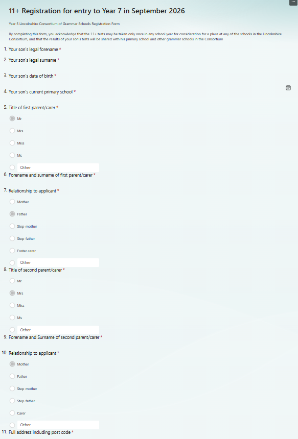 sample form